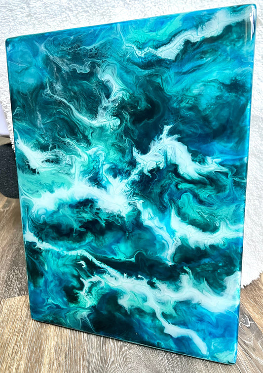 12" x 16" Stormy Sea Resin Painting - L.A. Resin Art
