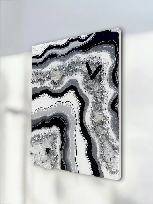Obsidian Dreams Resin Geode Painting- 18" x 24"