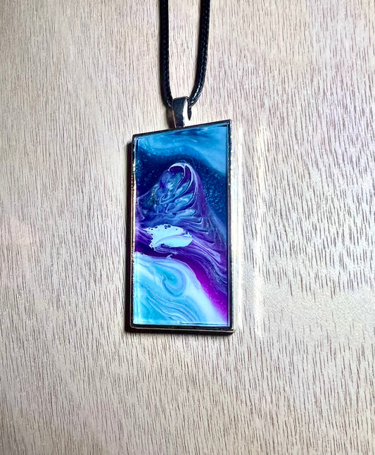 Large Rectangle Resin Pendant Necklace - L.A. Resin Art