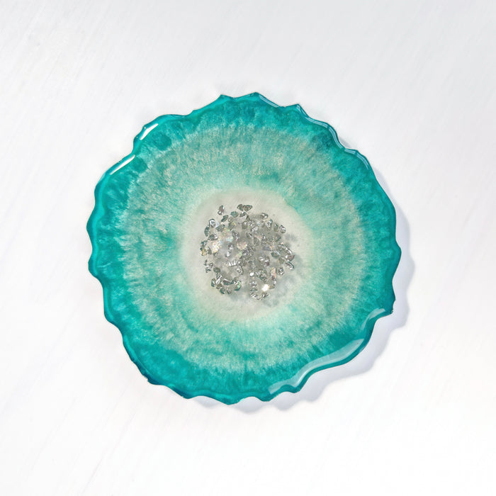 Ocean Mist Agate Resin Coaster
