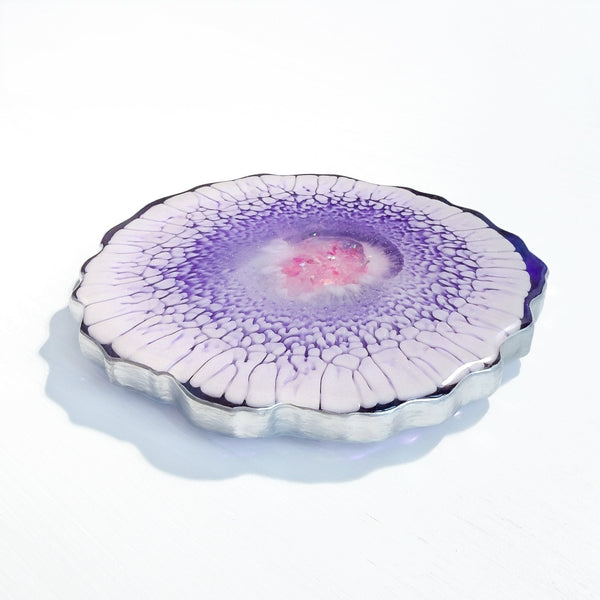 Amethyst Bloom Agate Resin Coaster