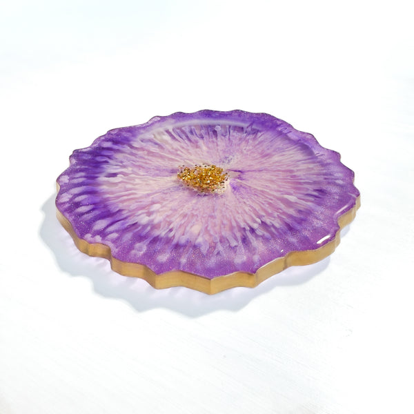 Amethyst Glow Agate Resin Coaster