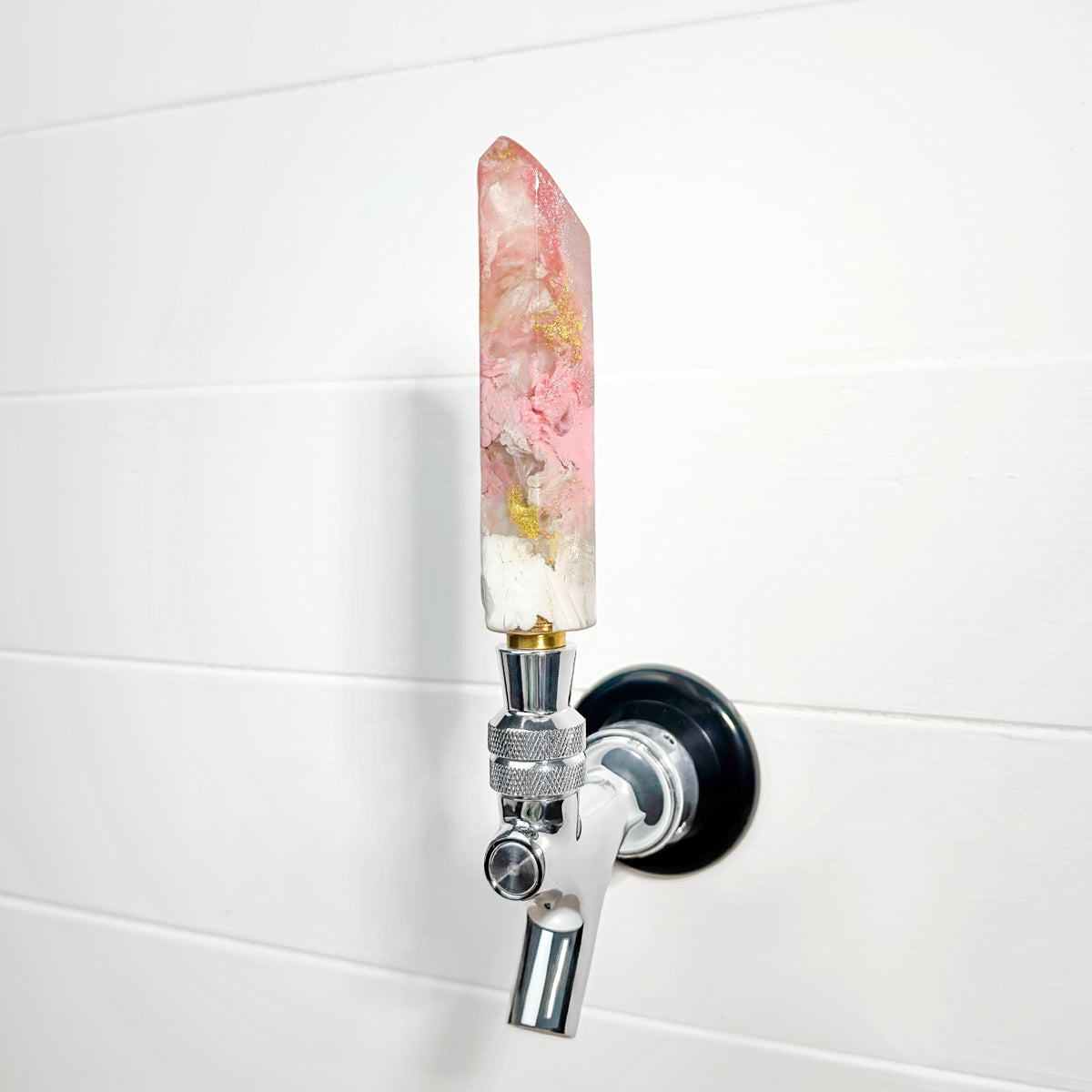 Blush Quartz Glow Crystal-Shaped Resin Beer Tap Handle