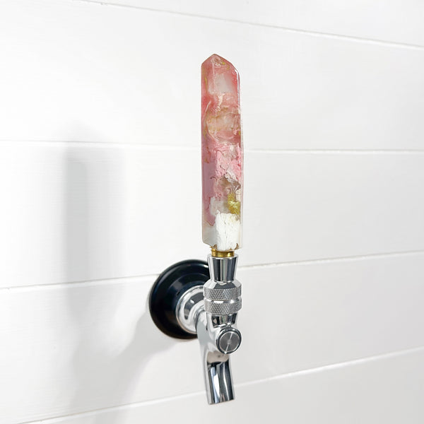 Blush Quartz Glow Crystal-Shaped Resin Beer Tap Handle