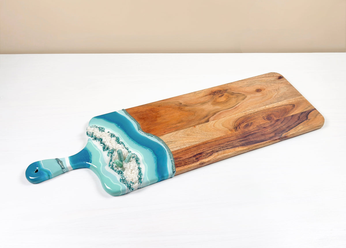 Coastal Serenity Resin Geode Charcuterie Tray