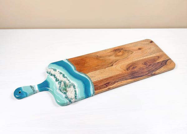 Coastal Serenity Resin Geode Charcuterie Tray