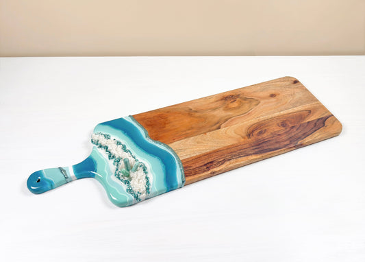 Coastal Serenity Resin Geode Charcuterie Tray