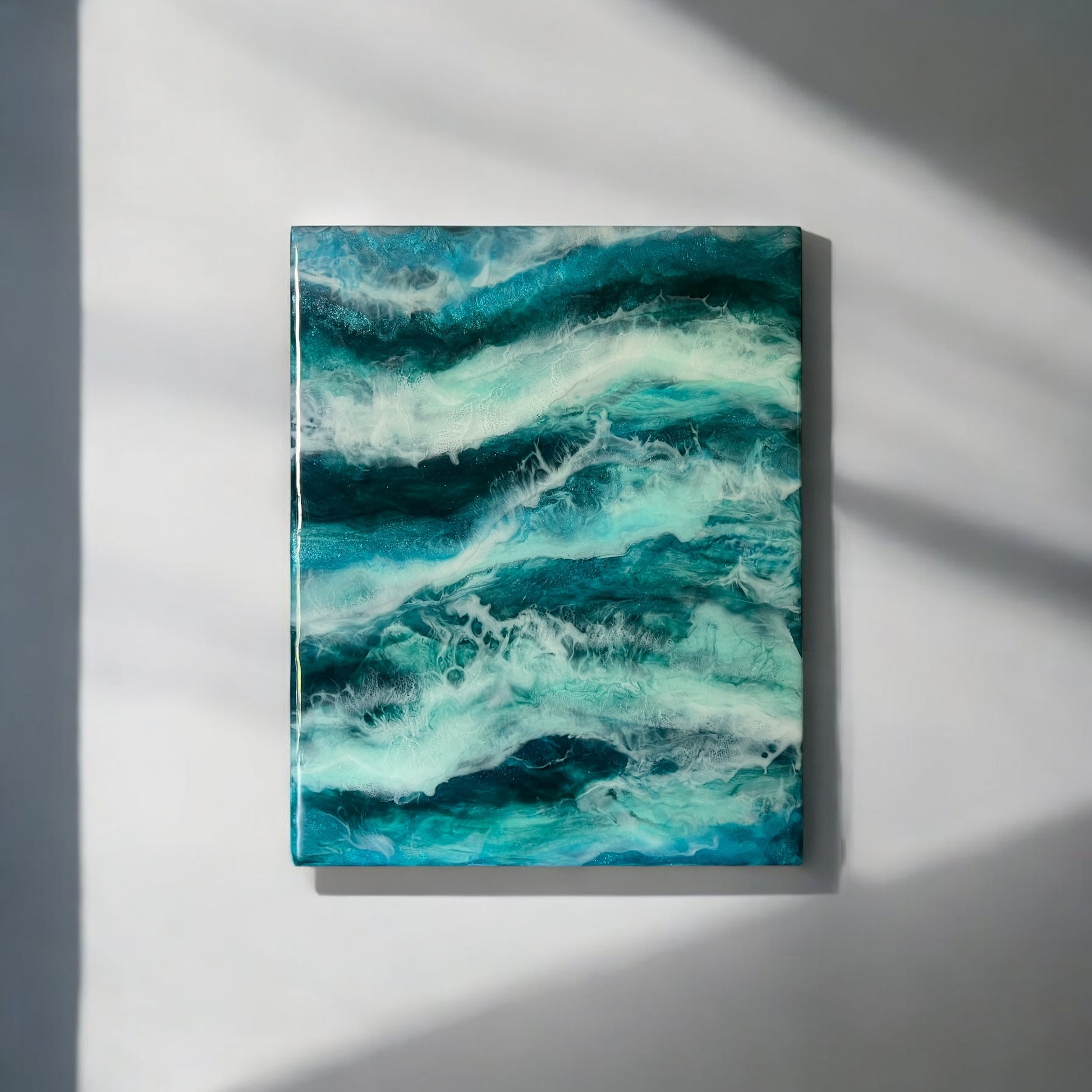 Crashing waves resin painting