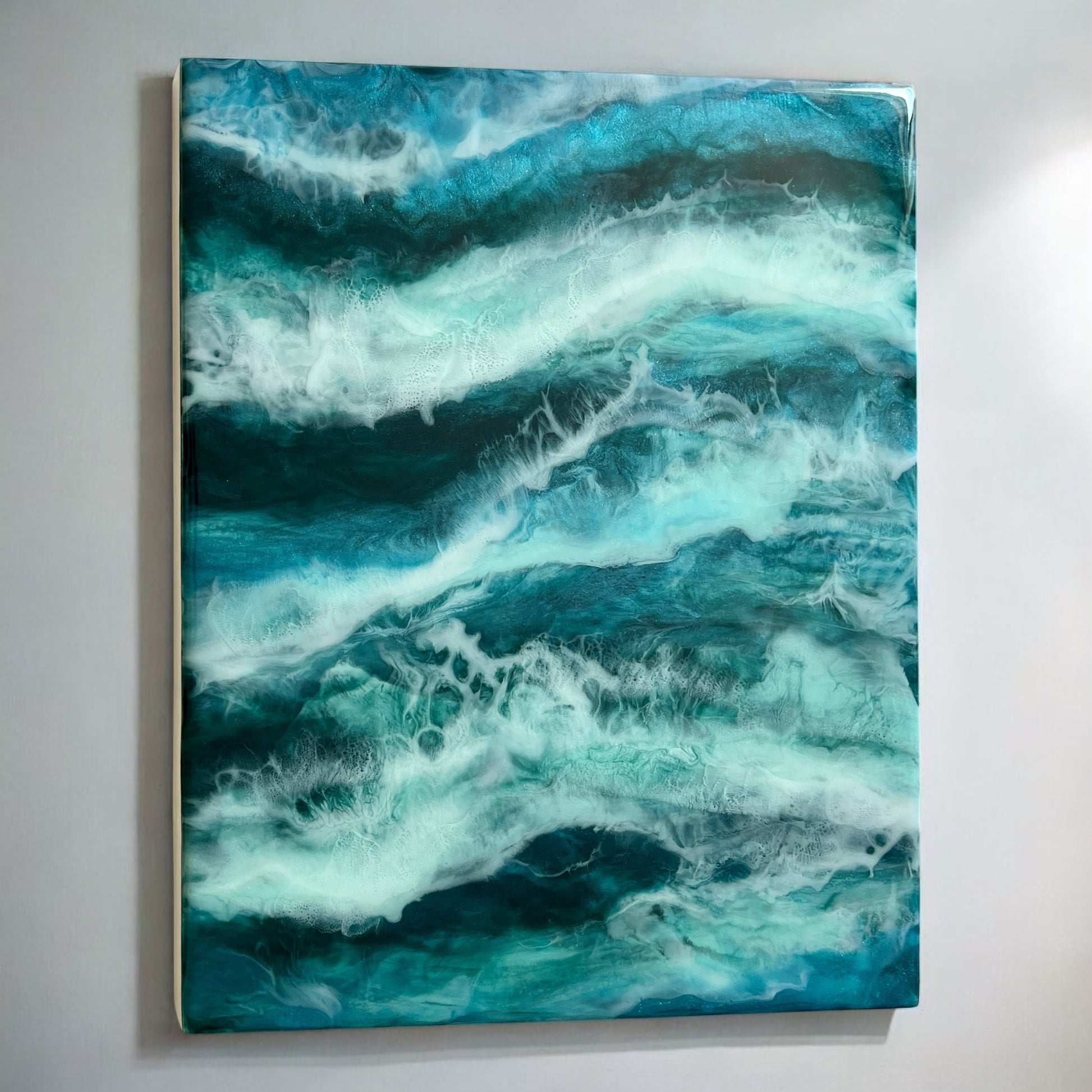 Crashing waves resin painting