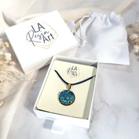 Deep Turquoise Druzy Necklace | Black Cord