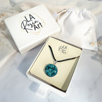 Deep Turquoise Druzy Resin Necklace | Black Cord