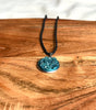 Turquoise-Blue Druzy Resin Necklace | Silver