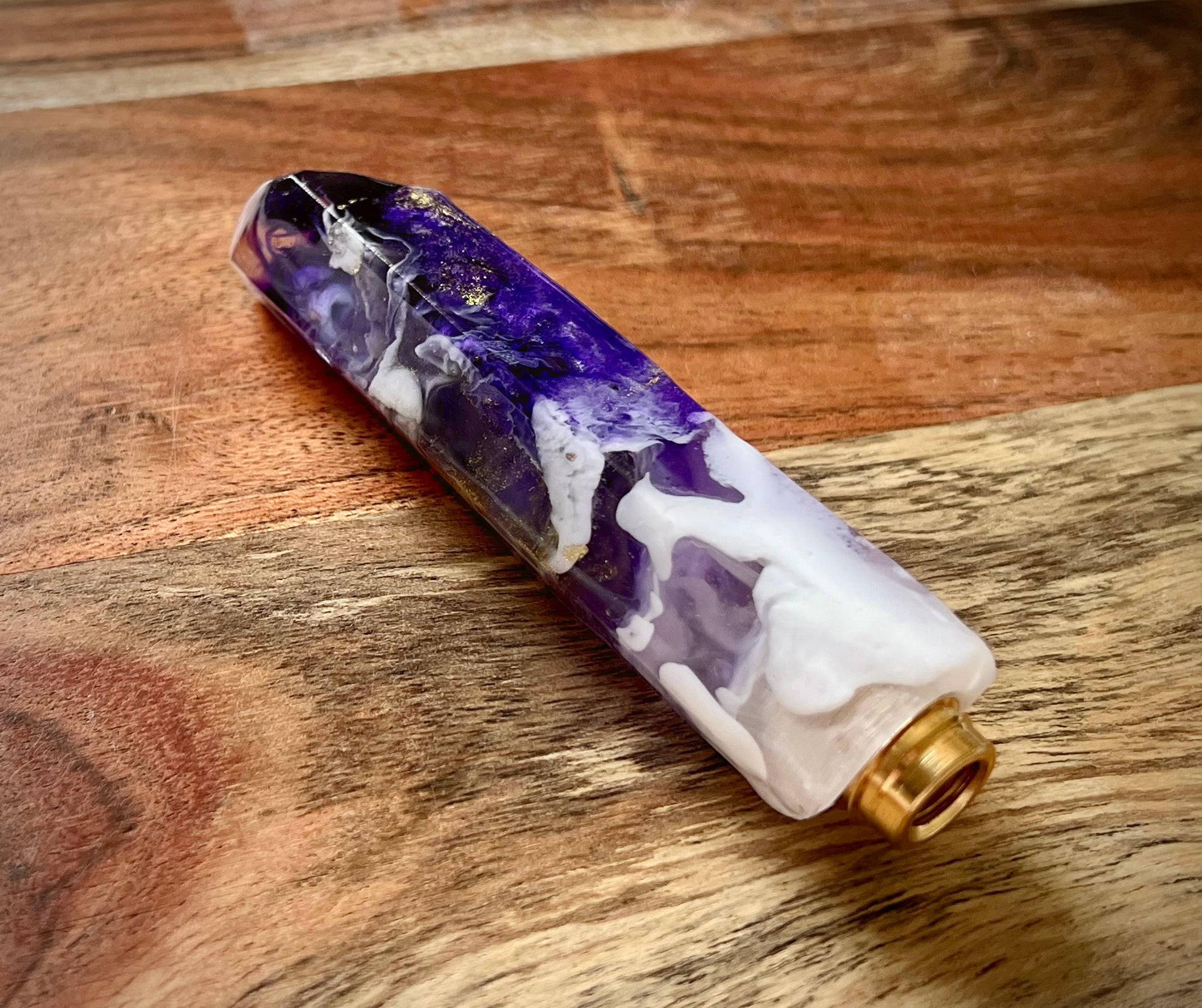 Purple and Gold Crystal- Shaped Beer Tap Handle