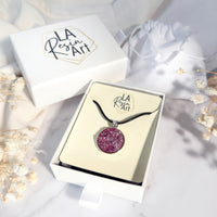 Frosted Raspberry Druzy Resin Necklace | Black Cord