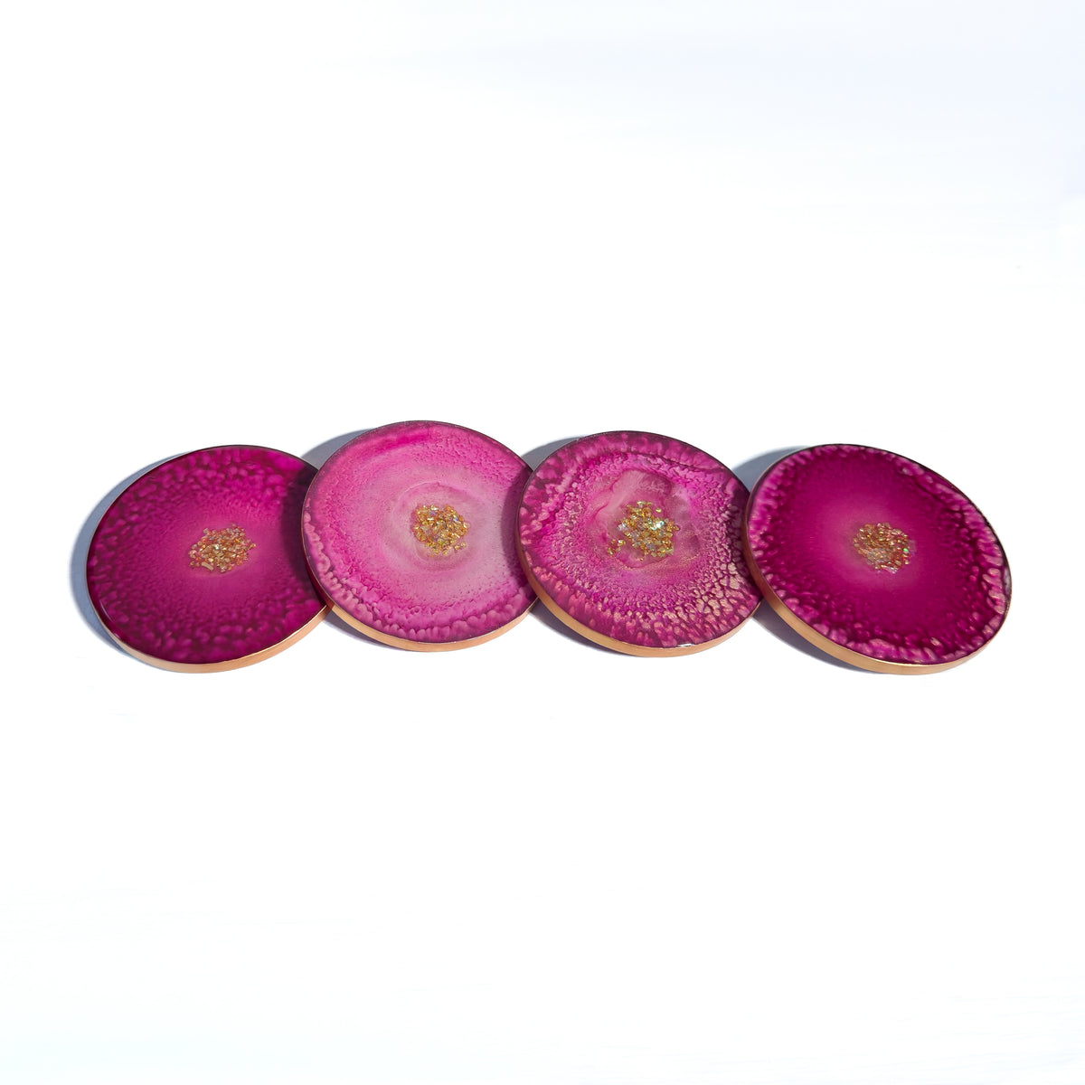 Fuchsia Radiance Resin Coaster Set – Set of 4