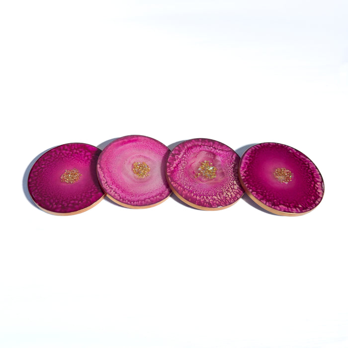Fuchsia Radiance Resin Coaster Set – Set of 4