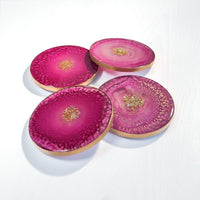 Fuchsia Radiance Resin Coaster Set – Set of 4