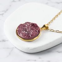 Gilded Berry Druzy Resin Necklace | Gold Plated Sterling Silver
