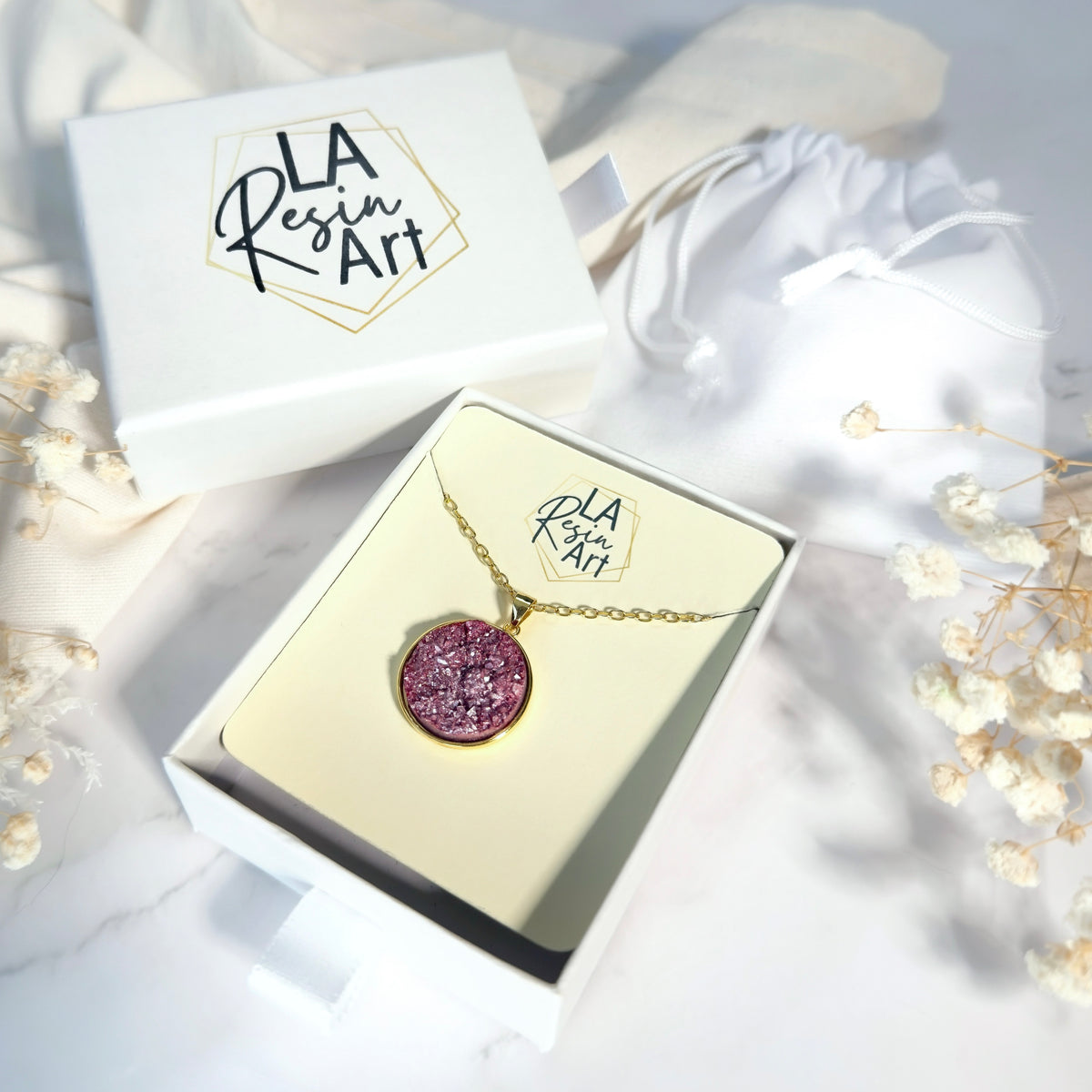Gilded Berry Druzy Resin Necklace | Gold Plated Sterling Silver