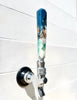 Handmade resin beer tap handle in deep teal, mint, white, and earthy bronze