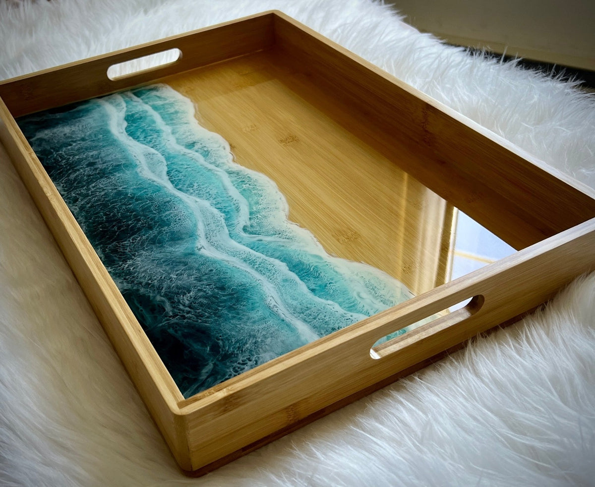 Large Resin Beach Waves Serving Tray