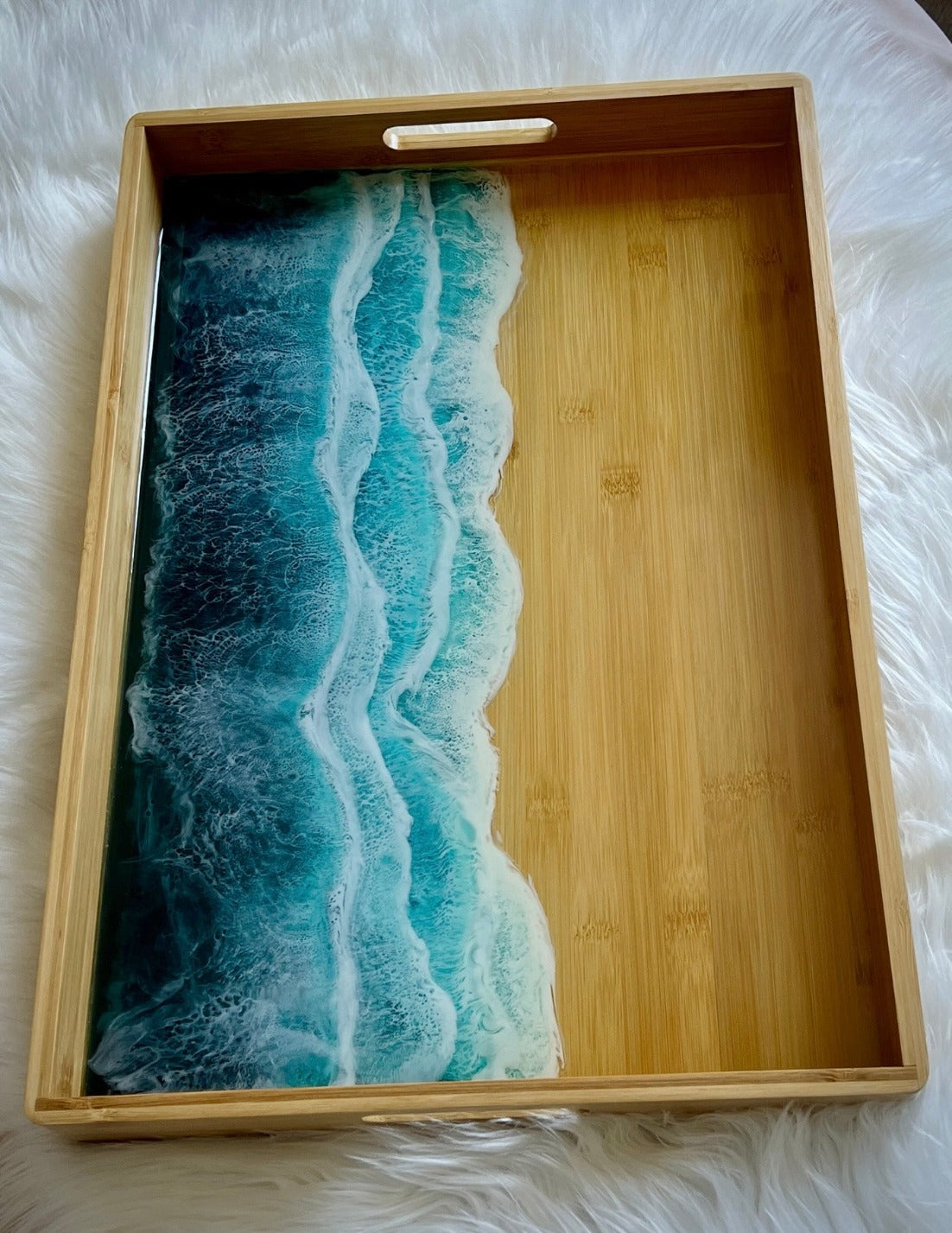 Large Resin Beach Waves Serving Tray