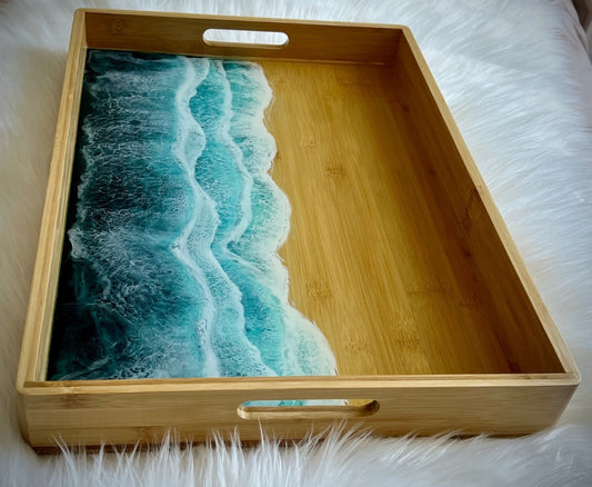 Large Resin Beach Waves Serving Tray