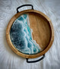 Resin Beach Waves Wooden Serving Tray