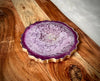 Individual (1 EA) Burgundy and Lavender-Pearl Agate-Shaped Casted Resin Coaster