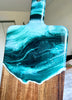 Shimmery Turquoise and Blue Resin-Painted Charcuterie Tray