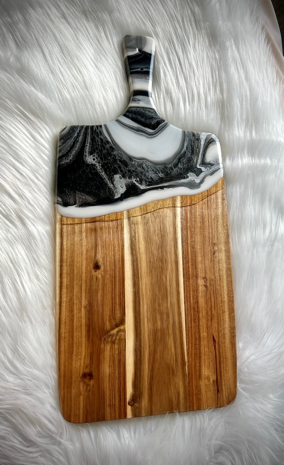 Black, Gray, and Silver Resin Charcuterie Tray