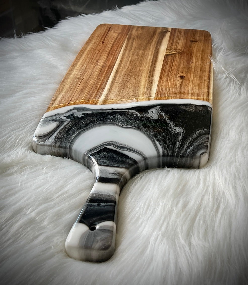 Black, Gray, and Silver Resin Charcuterie Tray