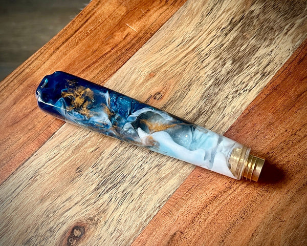 Navy, Light Blue, and Bronze Classic-Shaped Resin Beer Tap Handle