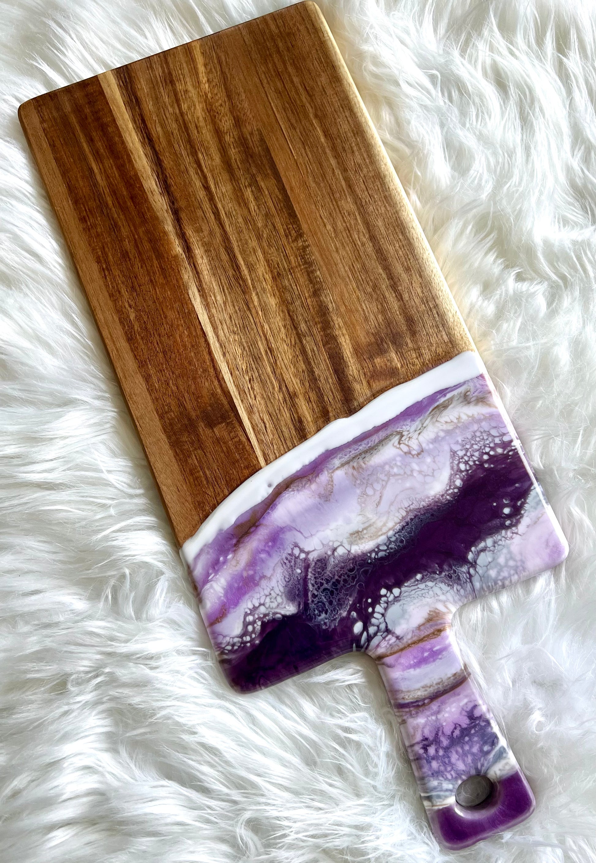 Purple and Gold Resin-Painted Charcuterie Tray