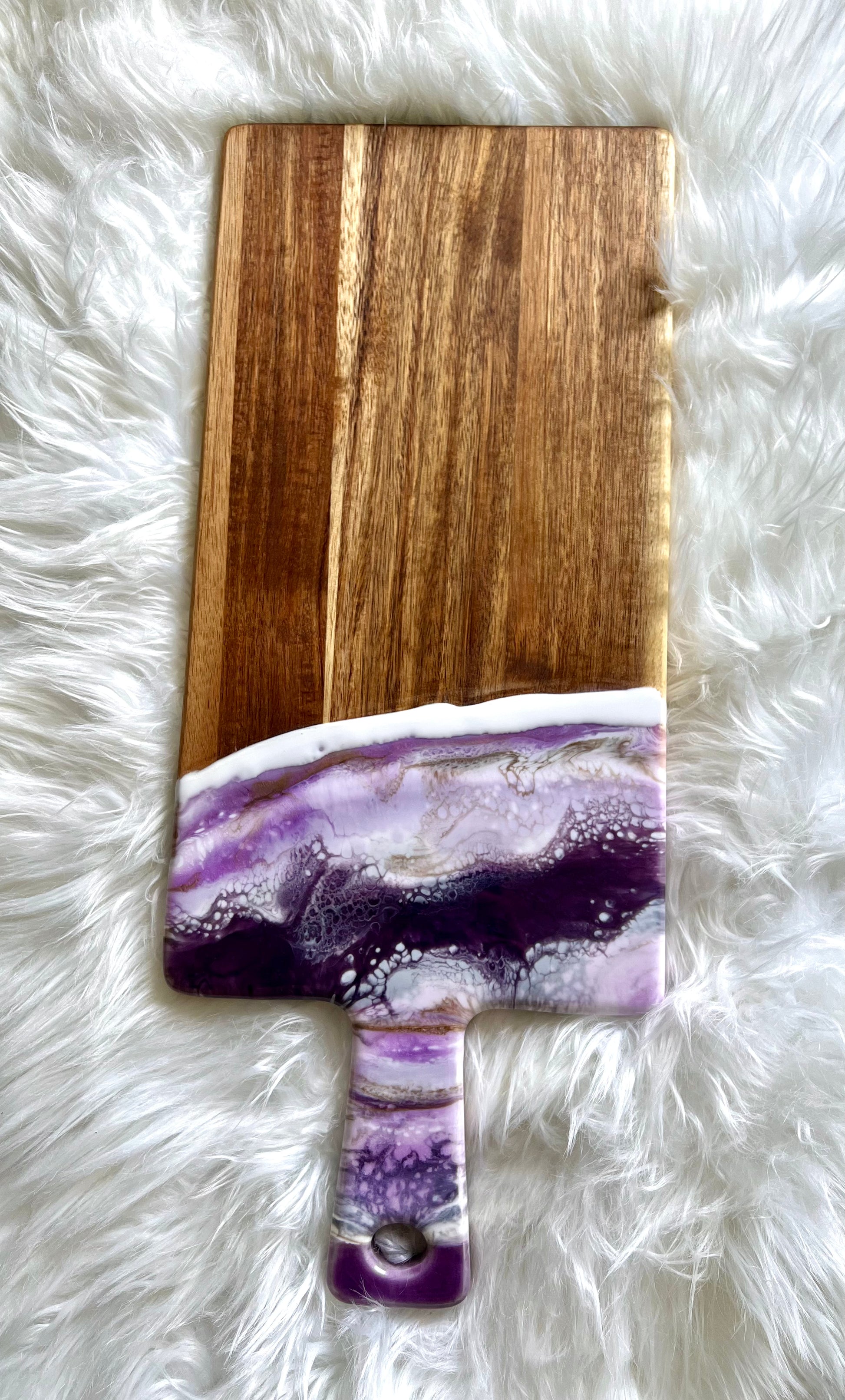 Purple and Gold Resin-Painted Charcuterie Tray