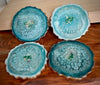 Sparkly turquoise-blue agate-shaped resin coasters 