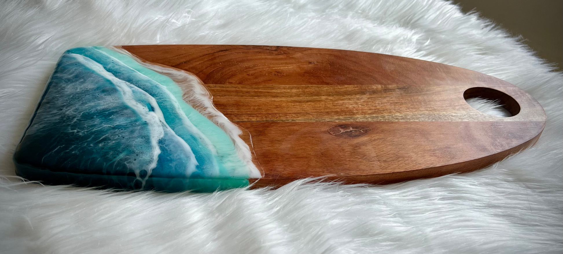 Resin Beach Waves Charcuterie Tray- side view1