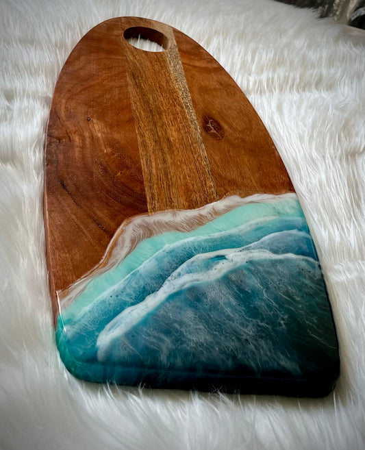 Resin Beach Waves Charcuterie Tray- back view