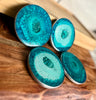 Turquoise and Teal Casted Round Resin Coaster Set