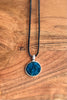 Collar de resina Druzy azul turquesa- Tapas de extremo de plata de ley y cadena extensora