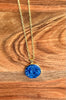 Collar de resina Druzy azul real- Cadena vermeil de oro y bandeja colgante