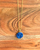 Collar de resina Druzy azul real- Cadena vermeil de oro y bandeja colgante