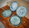 Emerald Green and Light Turquoise-Blue Agate-Shaped Casted Resin Coaster Set