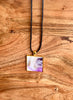 Purple and Gold Square Resin Pendant Necklace