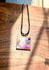 Purple and Gold Square Resin Pendant Necklace