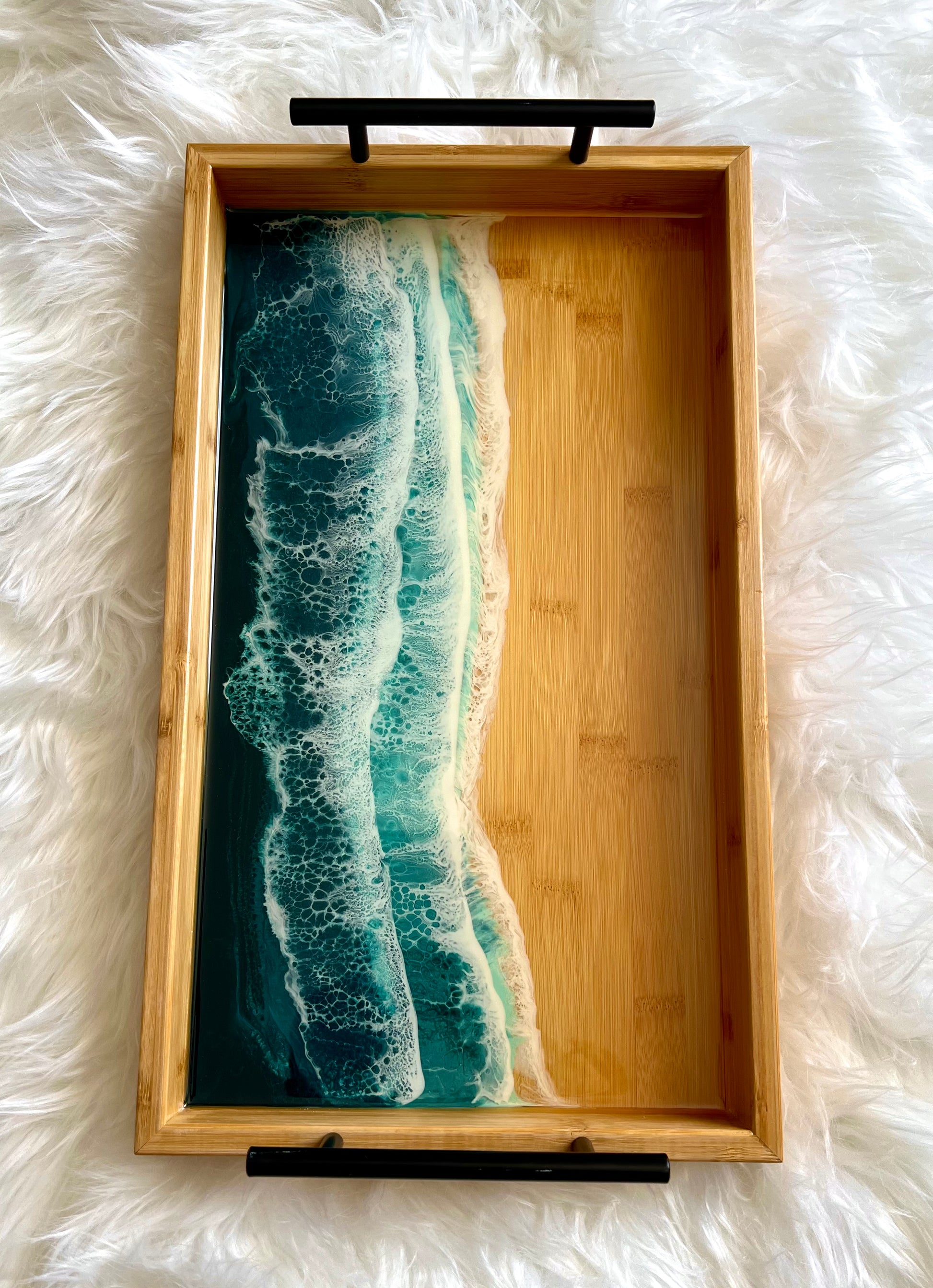 16.75" x 9.75" Resin Beach Waves Serving Tray