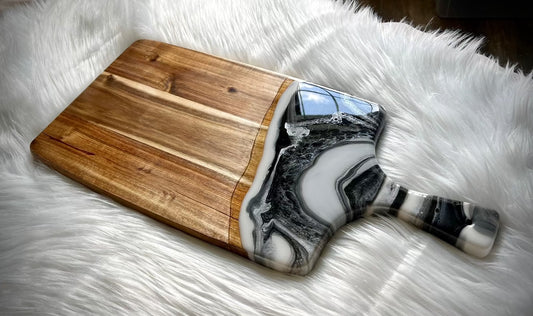 Black, Gray, and Silver Resin Charcuterie Tray