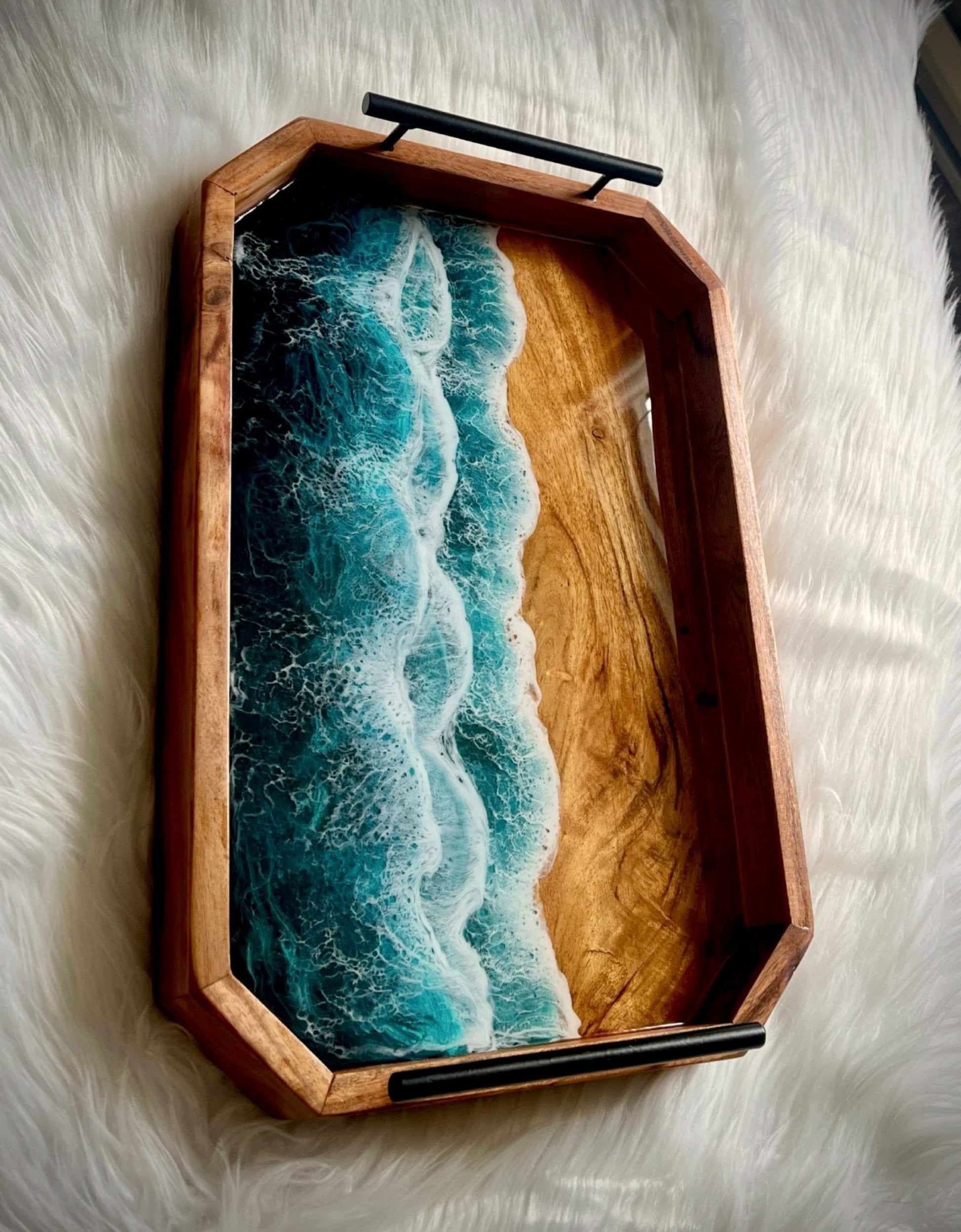 Resin Beach Waves Tray