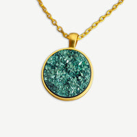 Jade Turquoise Druzy Resin Necklace | Gold