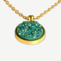 Jade Turquoise Druzy Resin Necklace | Gold